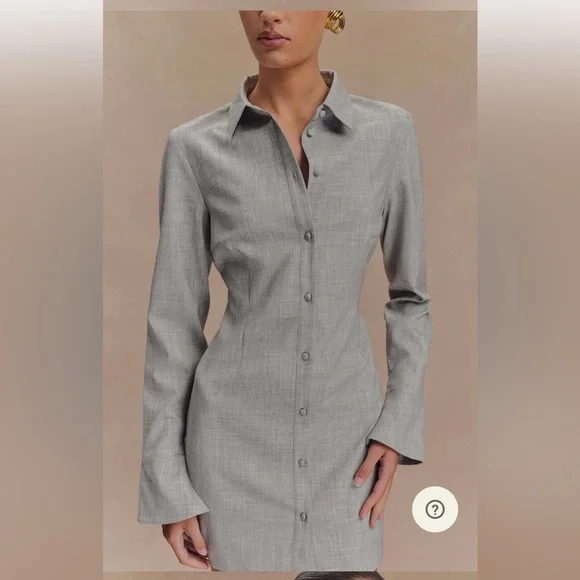 Meshki | Dresses | Meshki Dorianfitted Shirt Mini Dress Charcoal Marle |  Poshmark